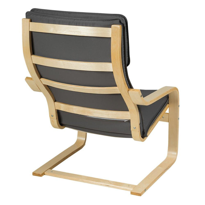 Relax Lounge Chair Bentwood Armchair & Padded Ottoman Set w/ Magazine Rack