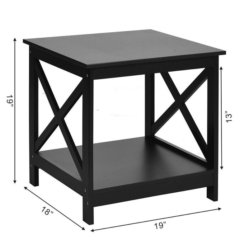 End Table X-Design Display Shelves Accent Sofa Side Table Nightstand Black