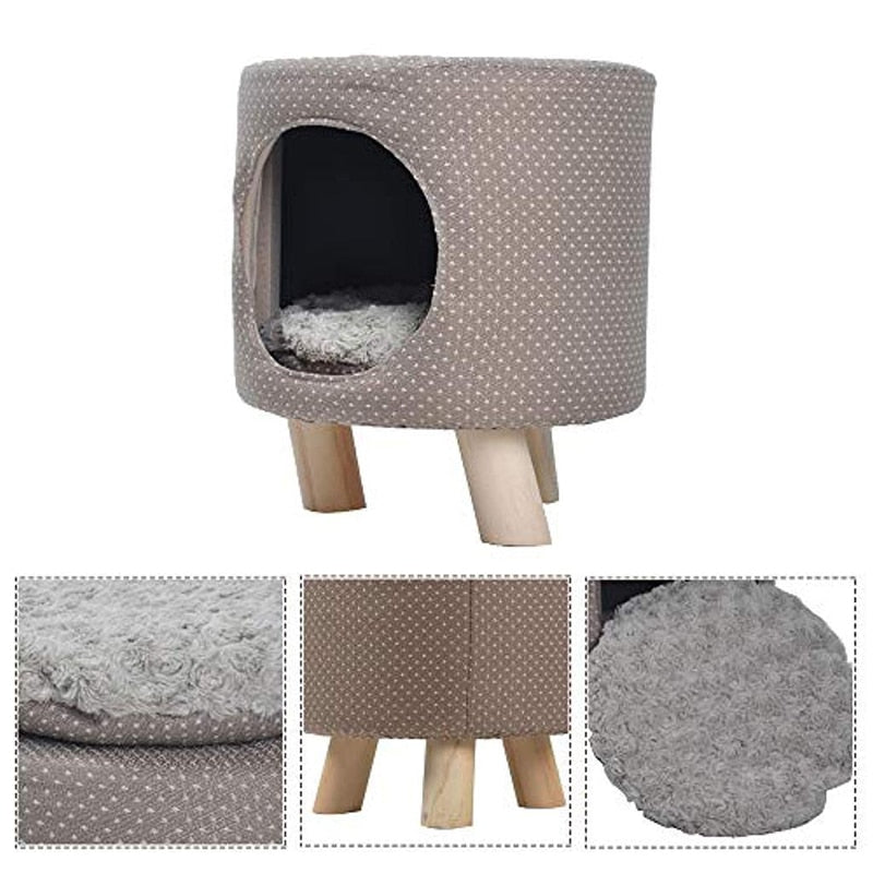 Pet Cat Dog House Kitten Puppy Nest Bed Kennel with Soft Comfort Cushion Easy to Assemble