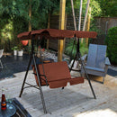 Loveseat Patio Canopy Swing Glider Hammock Cushioned Steel Frame Outdoor Coffee OP70493CF