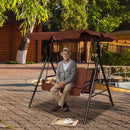 Loveseat Patio Canopy Swing Glider Hammock Cushioned Steel Frame Outdoor Coffee OP70493CF