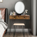 Makeup Dressing Table W/ 3 Lighting Modes Mirror Touch Switch Rustic HW66088TN