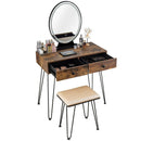 Makeup Dressing Table W/ 3 Lighting Modes Mirror Touch Switch Rustic HW66088TN