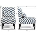 Armless Accent Chair Leisure Chair Single Sofa with Lumbar Pillow Blue Chevron
