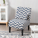 Armless Accent Chair Leisure Chair Single Sofa with Lumbar Pillow Blue Chevron