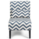 Armless Accent Chair Leisure Chair Single Sofa with Lumbar Pillow Blue Chevron