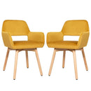 Set of 2 Modern Accent Armchairs Velvet Fabric Leisure Chairs Club Guest HW66056