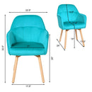 Set of 4 Mid-Back Accent Leisure Armchairs Velvet Fabric w/Solid Wood Leg HW66057