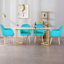 Set of 4 Mid-Back Accent Leisure Armchairs Velvet Fabric w/Solid Wood Leg HW66057