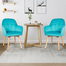 Set of 4 Mid-Back Accent Leisure Armchairs Velvet Fabric w/Solid Wood Leg HW66057