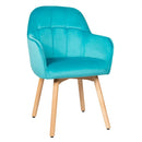 Set of 4 Mid-Back Accent Leisure Armchairs Velvet Fabric w/Solid Wood Leg HW66057