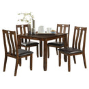 5-Piece Wood Dining Table Set Square Table with 4 Upholstered Seat Chairs HW64426