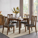 5-Piece Wood Dining Table Set Square Table with 4 Upholstered Seat Chairs HW64426