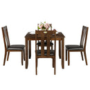 5-Piece Wood Dining Table Set Square Table with 4 Upholstered Seat Chairs HW64426