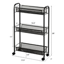 3 Tier Rolling Storage Cart Full-Metal Basket Stand Utility Cart Trolley HW63143