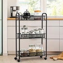 3 Tier Rolling Storage Cart Full-Metal Basket Stand Utility Cart Trolley HW63143