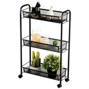 3 Tier Rolling Storage Cart Full-Metal Basket Stand Utility Cart Trolley HW63143