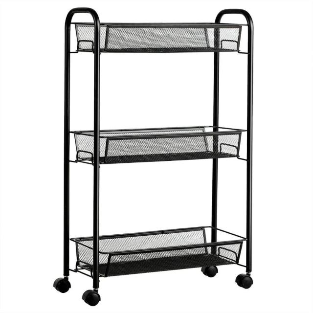 3 Tier Rolling Storage Cart Full-Metal Basket Stand Utility Cart Trolley HW63143