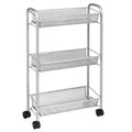 3 Tier Rolling Storage Cart Full-Metal Basket Stand Utility Cart Trolley HW63143