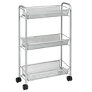 3 Tier Rolling Storage Cart Full-Metal Basket Stand Utility Cart Trolley HW63143