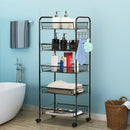 5 Tier Mesh Rolling File Utility Cart Storage Basket Home Office Kitchen Black