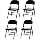 Set of 4 Folding Chairs Steel Frame Heavy Duty Armless Home Office Black