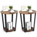 Set of 2 Industrial End Table Sofa Side Table Metal Frame Nightstand w/ Shelf 2*