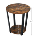 Set of 2 Industrial End Table Sofa Side Table Metal Frame Nightstand w/ Shelf 2*