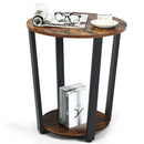 Set of 2 Industrial End Table Sofa Side Table Metal Frame Nightstand w/ Shelf 2*