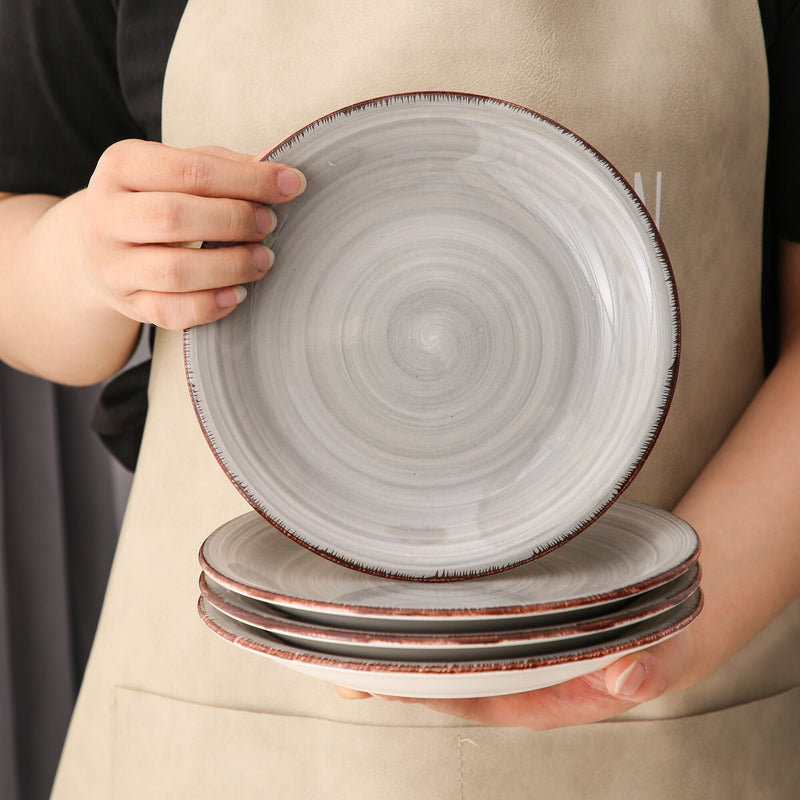 4/8/12-Pieces Natural Porcelain Dessert Plate Vintage Look Ceramic