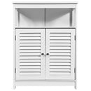 Bathroom Storage Cabinet Wood Freestanding Floor Cabinet w/ Double Shutter Door HW65847WH