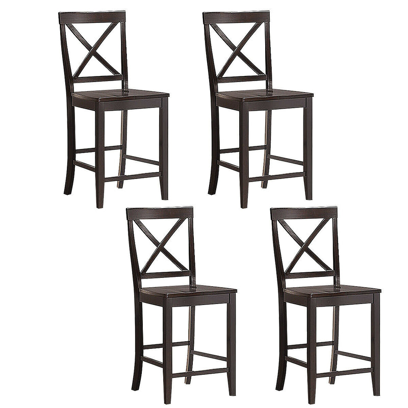 Set of 4 24" Counter Height Barstools Kitchen Dining Chairs Rubber Wood Frame 2*HW63956