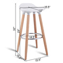 Set of 2 ABS Bar Stool Breakfast Barstool w/ Wooden Legs Kitchen Furniture White