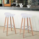 Set of 2 ABS Bar Stool Breakfast Barstool w/ Wooden Legs Kitchen Furniture White