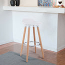 Set of 2 ABS Bar Stool Breakfast Barstool w/ Wooden Legs Kitchen Furniture White