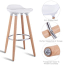 Set of 2 ABS Bar Stool Breakfast Barstool w/ Wooden Legs Kitchen Furniture White
