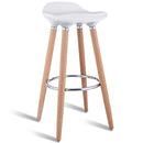 Set of 2 ABS Bar Stool Breakfast Barstool w/ Wooden Legs Kitchen Furniture White