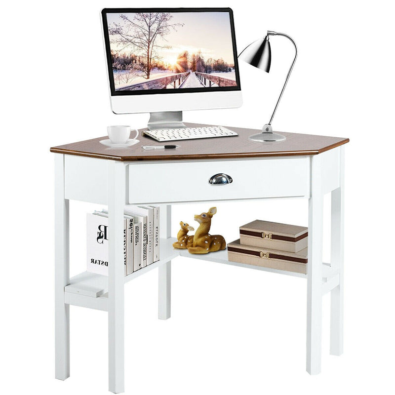 Corner Computer Desk Laptop Writing Table Wood Workstation Home Office Furniture HW53866NA