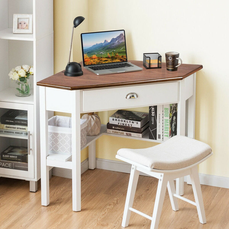Corner Computer Desk Laptop Writing Table Wood Workstation Home Office Furniture HW53866NA