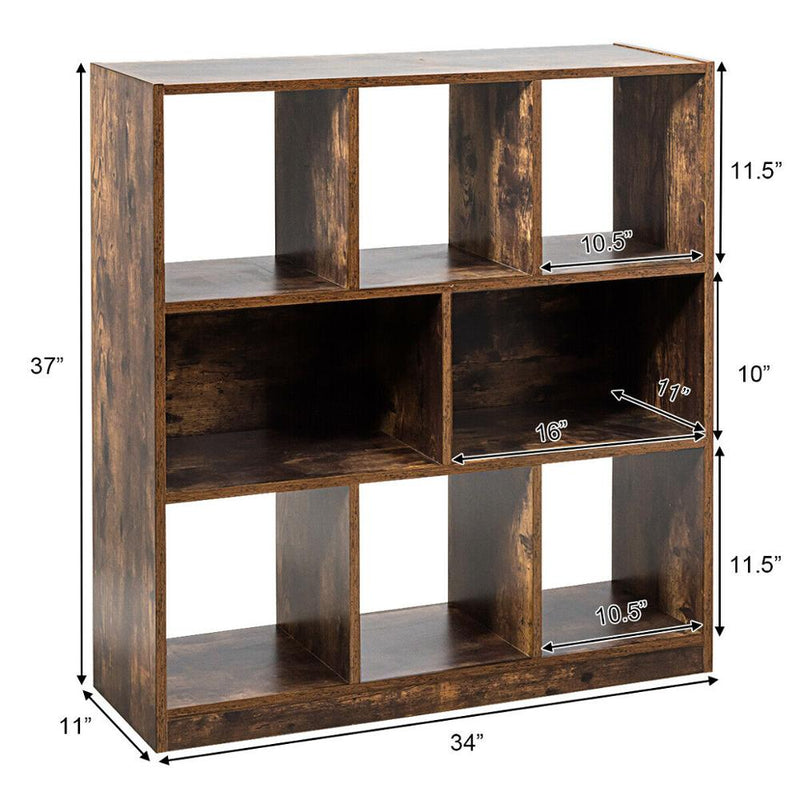 Bookcase W/Open Compartments Industrial Freestanding Bookshelf Storage