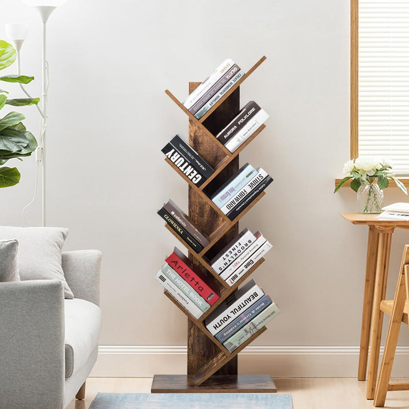 Tree Bookshelf 8-Tier Bookcase Free Standing Book Rack Display Stand HW65406CF