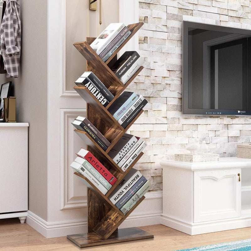 Tree Bookshelf 8-Tier Bookcase Free Standing Book Rack Display Stand HW65406CF