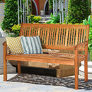 50" Two Person Outdoor Garden Bench Loveseat Porch Chair Solid Wood W/Armrest HW63888