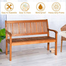 50" Two Person Outdoor Garden Bench Loveseat Porch Chair Solid Wood W/Armrest HW63888