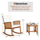2PCS Acacia Wood Patio Rocking Chair Table Set Rocker Cushioned Coffee Table