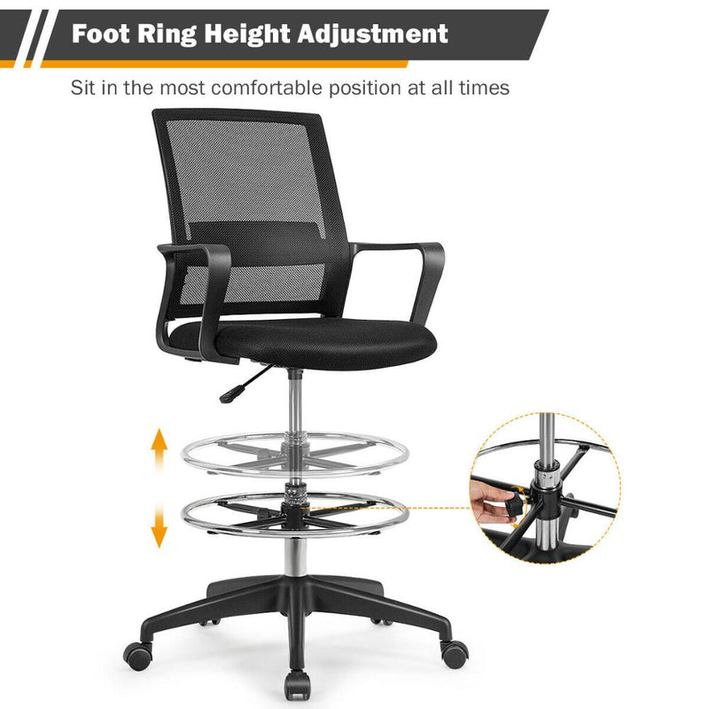 Drafting Chair Tall Office Chair for Standing Desk Adjustable Height w/Footrest HW65396