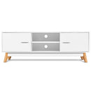 Modern TV Stand Entertainment Center Console Cabinet Stand 2 Doors Shelves White Wood Living Room Furniture HW60413