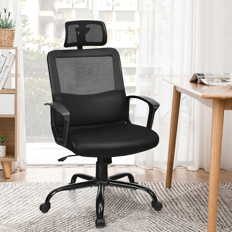 Mesh Office Chair High Back Ergonomic Swivel Chair w/ Lumbar Support & Headrest HW63774