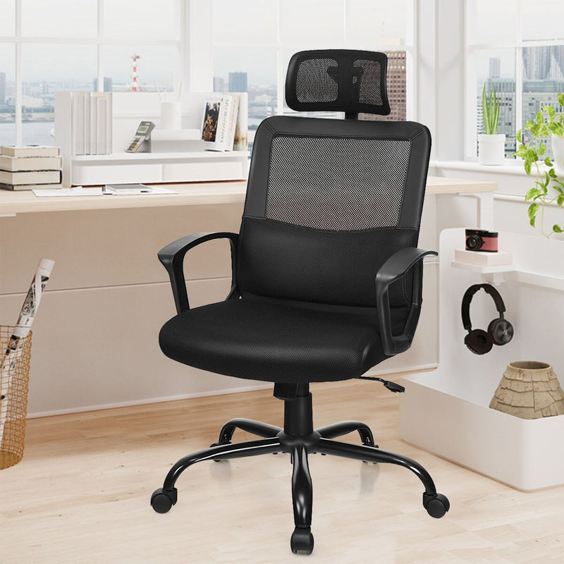 Mesh Office Chair High Back Ergonomic Swivel Chair w/ Lumbar Support & Headrest HW63774