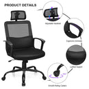 Mesh Office Chair High Back Ergonomic Swivel Chair w/ Lumbar Support & Headrest HW63774
